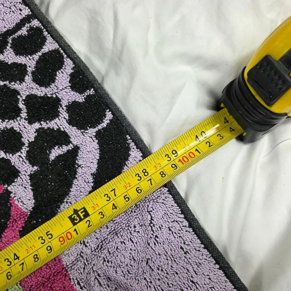 Vintage Summer Stock Cotton Beach Towel Giraffe Zebra Print Multi Color